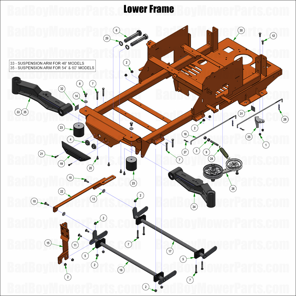 3736 - Bad Boy Mower Parts Lookup > 2025 > Maverick > Lower Frame Assembly